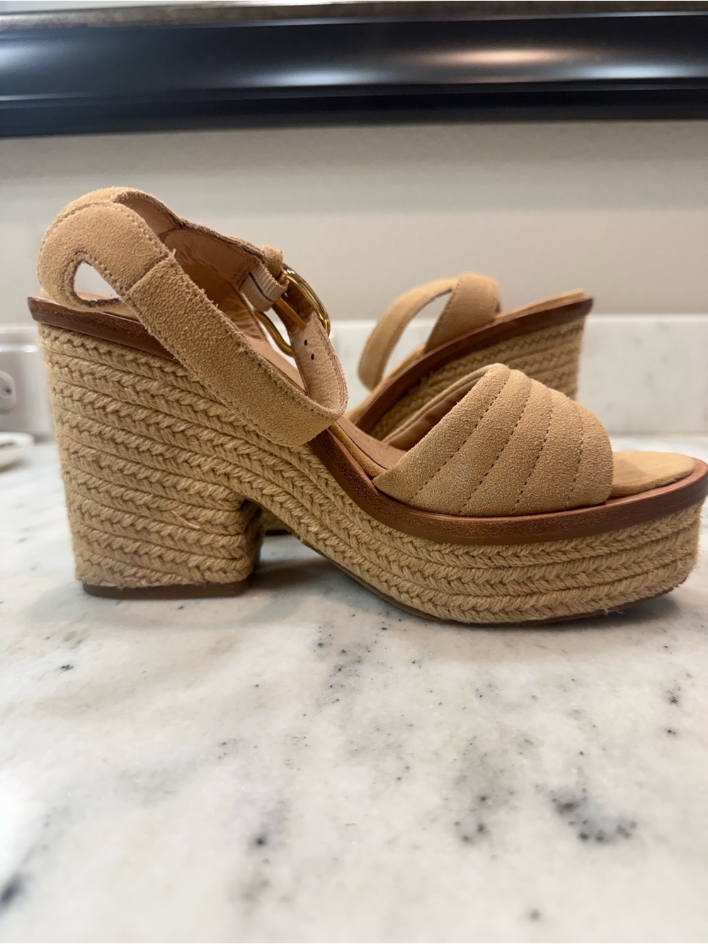 UGG Women's Beige Suede Ankle-Strap Sandals - Never worn